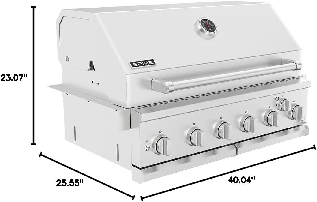 Spire Premium 6 Burner Built In Gas Grill Island Head, Stainless Steel 36 Inch Propane Grill with Rear Burner, 73,000 BTUs, 904 SQ In Racks with Dual Fuel Compatibility - 740-0781P B0BXM27Q56 - Image 8