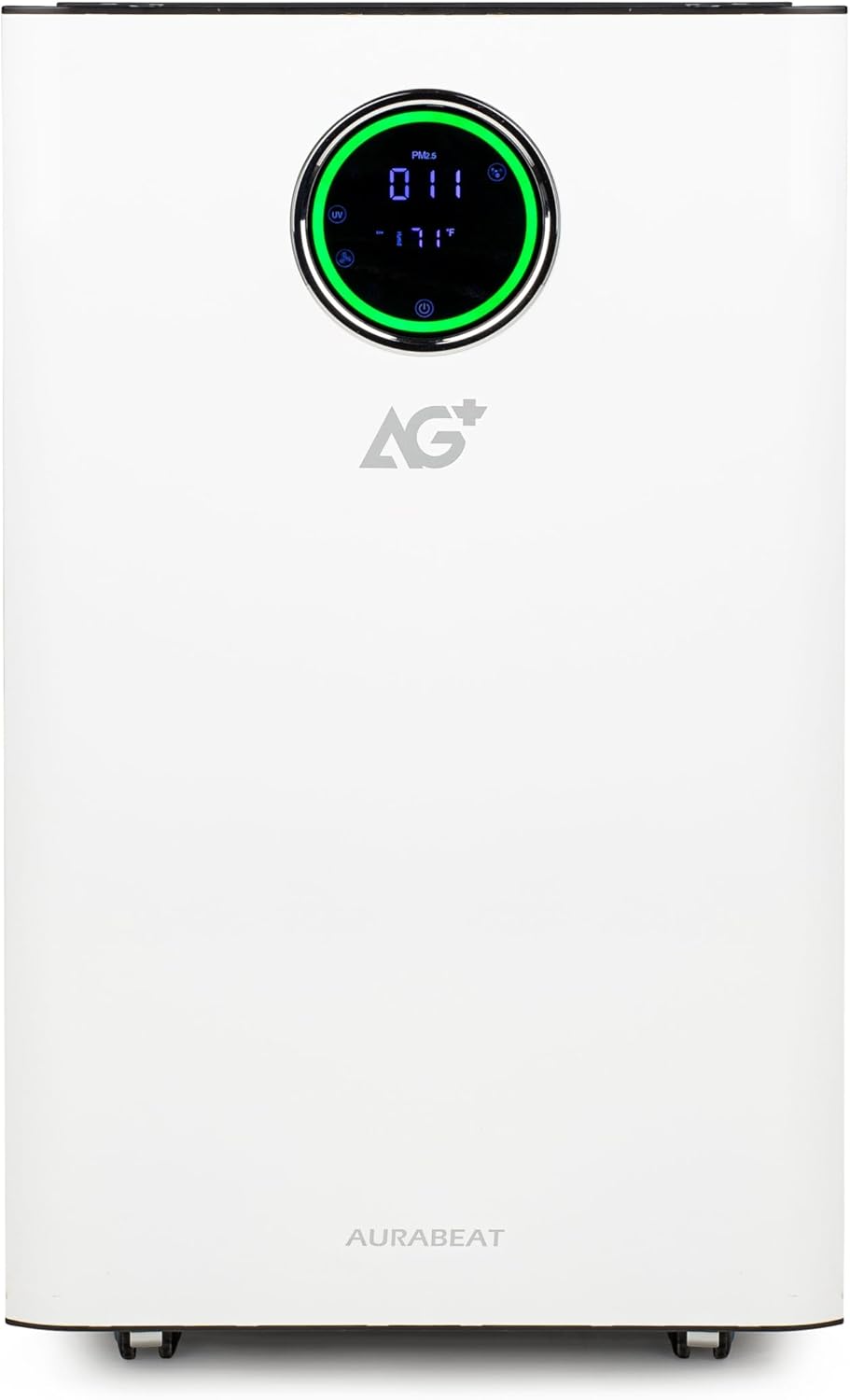 Large Capacity Air Purifier PA100i-W with Aurabeat AG+ Technology Clean Air Filter for Office, Warehouse, Commercial Space, Reduces Odor from Smoke and Pets, Includes Filters B0DWNLW1QD