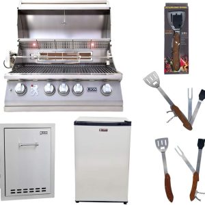 Lion Premium Grills 32-Inch Liquid Propane Grill L75000 with Lion Multi-Functional Drawer and Lion Refrigerator Package Deal with 5 in 1 BBQ Tool Set B07WTY5TQM