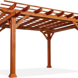 U-MAX Wood Pergola 12'x10' Wood Gazebo with Durability, Stability, Structure, Snow and Wind Supported,Mirador Outdoor Pergola for Patio Deck Garden Backyard and Patio B0CX5B75WJ