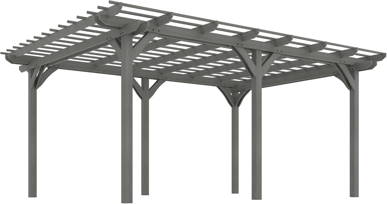 Outsunny 12' x 16' Outdoor Pergola, Wood Gazebo Grape Trellis with Stable Structure for Climbing Plant Support, Garden, Patio, Backyard, Deck, Gray B0DSF88TPS