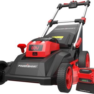 PowerSmart Lawn Mower - 80V Electric Lawn Mower, 26-Inch Electric Lawn Mower Cordless, Push Lawn Mower Lithium-Ion Dual-Force Cutting, Self Propelled Lawn Mower with 6.0Ah Battery & Charger for Garden B0CK1L3G32