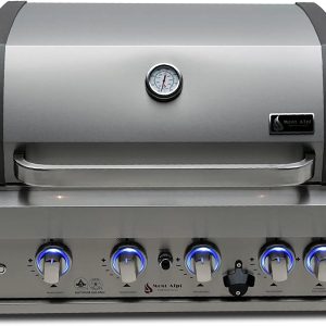 Mont Alpi MABi400 32-Inch 4-Burner 63000 BTU Stainless Steel Built-In Outdoor Kitchen Backyard Patio Barbecue Propane Gas Island Grill w/Infrared Rear Burner + Rotisserie Kit & Weather Cover B08PDV9ST4