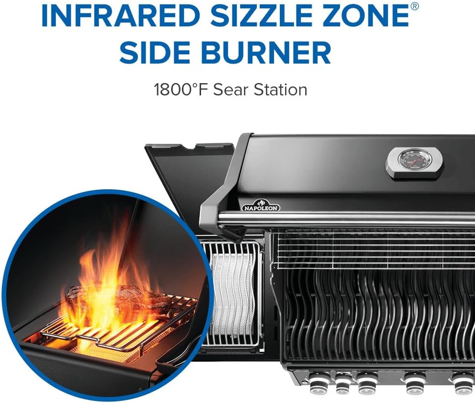 Napoleon Rogue PRO 625 Natural Gas Grill with Infrared Side Burner, Black - 6 Burners B0DVLZYK4G - Image 8