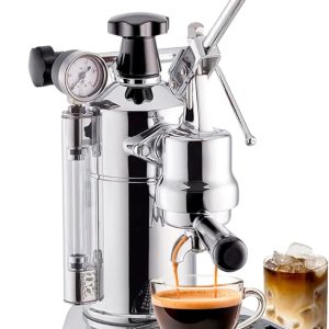 61Ql6gyr9uL._AC_SL1500_.jpg La Pavoni PC-16 Professional Espresso Machine - 16-Cup Capacity Lever Espresso Maker - Chrome Finish- Solid Brass 38oz Boiler - Dual Frothing Systems & Mounted Pressure Gauge - Made in Italy B00004S9GH