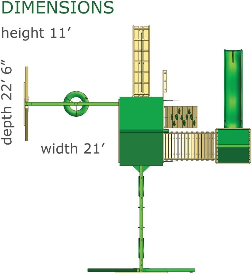 Gorilla Playsets Pioneer Peak Wooden Swing Set with Amber Posts and Canopy Cedar Swing Set Roof: Marine Vinyl Canopy - Green B00RMDXF1Y - Image 3