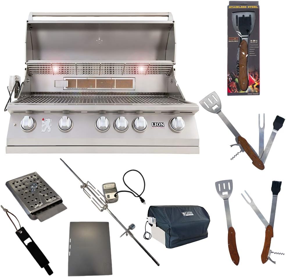 Lion Premium Grills 40-Inch Liquid Propane Grill L90000 with Exclusive Best of Backyard Gourmet Package B07WPG8B31