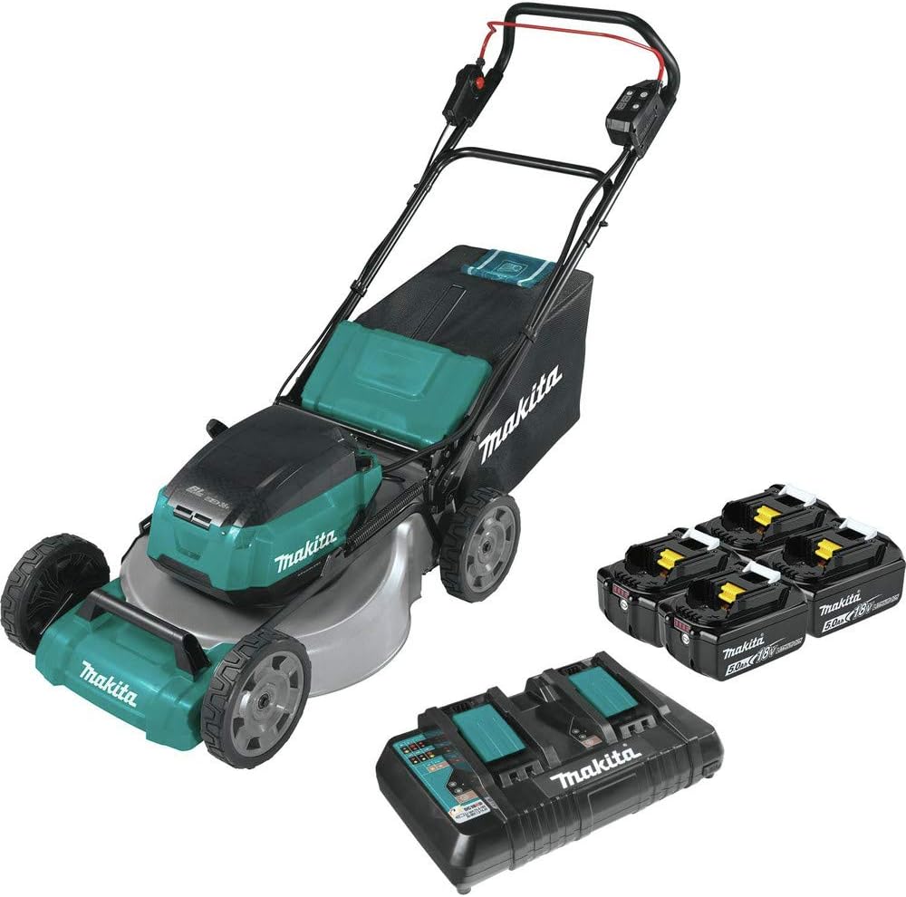Makita XML07PT1 36V (18V X2) LXT® Brushless 21" Commercial Lawn Mower Kit with 4 Batteries (5.0Ah), Teal B0861ZP2BB