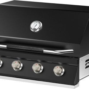 Hygrill 32-Inch Built In Grill for Liquid Propane, Stainless Steel Outdoor Kitchen 4-Burner Grill Head, Black B0CF9NP5SN
