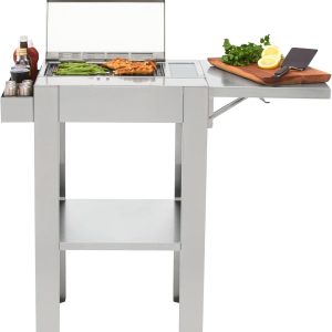 KENYON Frontier Touch Control Electric Grill with Stand, Stainless Steel, Single Burner, Freestanding Grill, UL Approved for Indoor and Outdoor Use, Disposable Drip Tray, Auto Shut Off, 120V B0BNKNCHQN