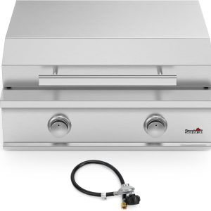 Stanbroil 28-Inch Premium Built-In Liquid Propane Griddle for Outdoor Kitchen Grill, Durable Stainless Steel 2-Burner Flat Top Grill with Lid for BBQ Island, 34,000 BTUs B0BQ716GZ9