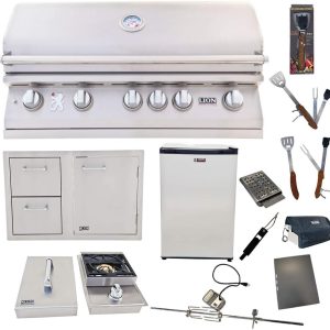 Lion Premium Grills 40-Inch Liquid Propane Grill L90000 with Single Side Burner, Eco Friendly Refrigerator, Door and Drawer Combo with 5 in 1 BBQ Tool Set Best of Backyard Gourmet Package Deal B07XVBJT3R