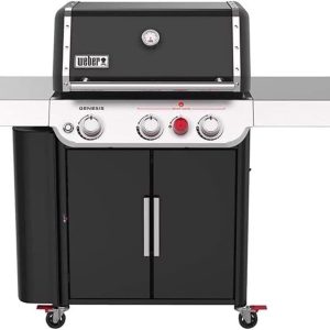 Weber Genesis SI E-330 Stainless Steel 3 Burner Liquid Propane Gas Grill 39,000 BTU with Extra Large Side Prep and Serve Tables, Black B0C6BLR6ZW