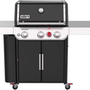 Weber Genesis SI E-330 Stainless Steel 3 Burner Liquid Propane Gas Grill 39,000 BTU with Extra Large Side Prep and Serve Tables, Black B0C6BLR6ZW