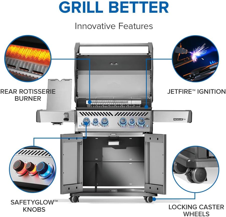 Napoleon Rogue PRO-S 525 Natural Gas Grill with Infrared Side and Rear Burners, Stainless Steel - 6 Burners B0DVM1Y7QT - Image 6