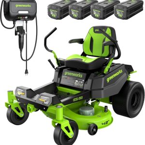 Greenworks 80V 42" CROSSOVERZ Zero Turn Lawn Mower, (4) 5.0Ah Batteries and (600W) Plug in Charger B0DD6JMGDS