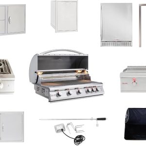 BLAZE BBQ Outdoor Grill Package 2 of 40” LTE Built-in Natural Gas Grill, LTE Gas Griddle, Gas Power Burner, 32” Door & Two Drawers Combo, Double Access Door, Refrigerator, and Accessories B0CX13VW95