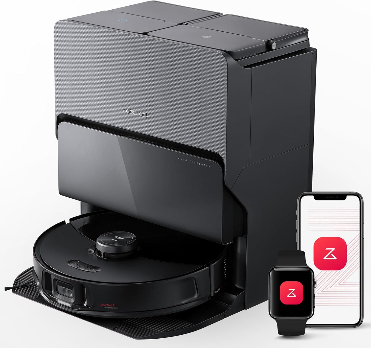 roborock S8 MaxV Ultra Robot Vacuum & Sonic Mop, 10000 Pa Suction, Corner to Edge Deep Cleaning, Hot Air Self-Drying, Auto Empty & Refill, Detergent Dispenser, Obstacle Avoidance, Black B0CQLPNB2X