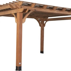Backyard Discovery Beaumont 14' x 12' Traditional Cedar Wood Pergola Kit with Trellis Roof, All-Season Durability, High-Wind Rating, PowerPort, Shade for Outdoor Patio, Deck, Garden, and Entertaining B09TS1W1WK