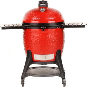 Kamado Joe Big Joe Series III 24-inch Ceramic Charcoal Grill and Smoker with Premium Cart, SloRoller Insert and 450 Cooking Square Inches in Red, Model KJ15041021 B08BX6XMBY