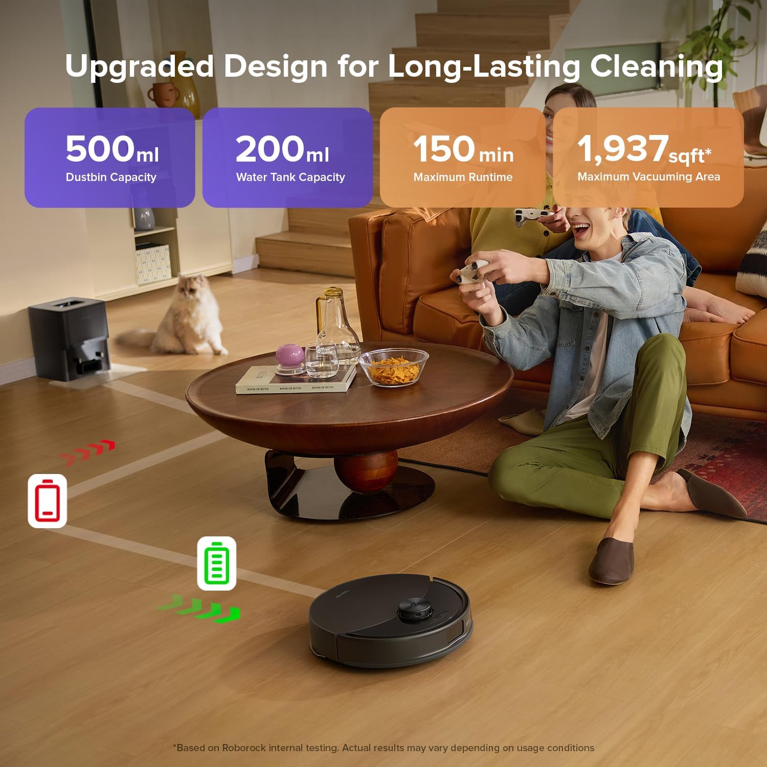 roborock Q10 S5+ Robot Vacuum and Mop with Self-Emptying, 10,000Pa Suction, Hands-Free Cleaning for Up to 7 Weeks, Dual Anti-Tangle Design, Auto Mop Lifting, Obstacle Avoidance, Ideal for Pet Hair B0DWXBCQVP - Image 8