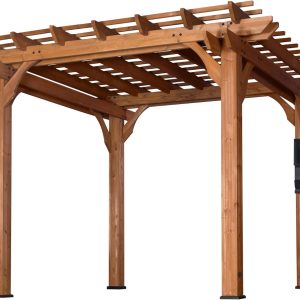 Beaumont 10' x 10' Traditional Cedar Wood Pergola Kit with Trellis Roof, All-Season Durability, High-Wind Rating, PowerPort, Shade for Outdoor Patio, Deck, Garden, and Entertaining B00WG4Y80Q