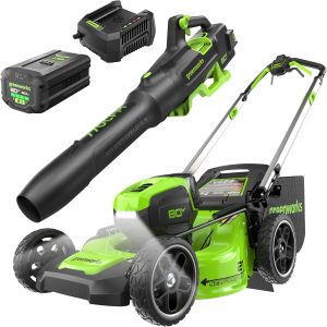 Greenworks 80V 21" Self-Propelled Lawn Mower + Blower (Gen 2), 5.0Ah Battery B0D3X3KQ47