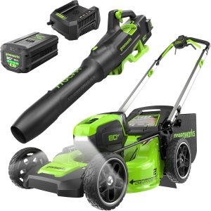 Greenworks 80V 21" Self-Propelled Lawn Mower + Blower (Gen 2), 5.0Ah Battery B0D3X3KQ47