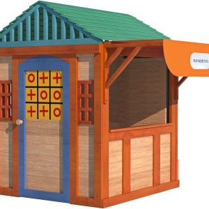 Kids Outdoor Playhouse Outside Game House Outdoor Playset for Ages 3-10 Toddler Boys Girls Wooden Adventures Cottage for Backyard Garden Lawn Patio (Natural Wood, 44‘’) B0D9NT43PD