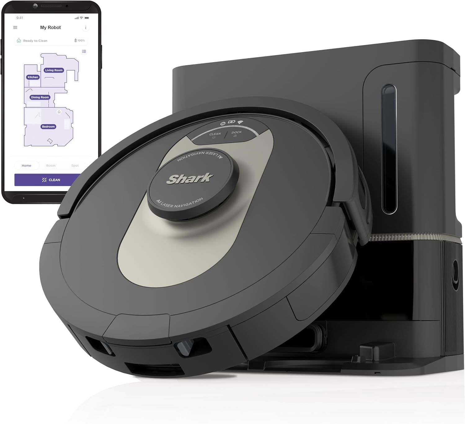 Shark AV2501AE AI Robot Vacuum with XL HEPA Self-Empty Base, Bagless, 60-Day Capacity, LIDAR Navigation, Perfect for Pet Hair, Compatible with Alexa, Wi-Fi Connected, Carpet & Hard Floor, Black B08QZVSC8D