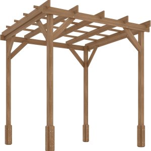 Outsunny 6.6' x 6.6' Outdoor Pergola with Stable Structure and Concrete Anchors, Wood Gazebo Grape Trellis for Climbing Plant Support, Garden, Patio, Backyard, Deck, Dark Brown B0F2S9TXCD