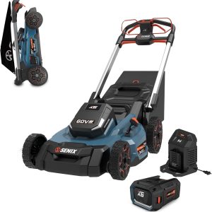 SENIX X6 60 Volt Max* 21-Inch 3-in-1 Cordless Push Lawn Mower,Self-Propelled,with Bagging,Mulching,Side Discharge,Height Adjustment,Smart Display,8Ah Lithium-ion Battery&Charger Included (LPSX6-H) B0CYW8FQPN