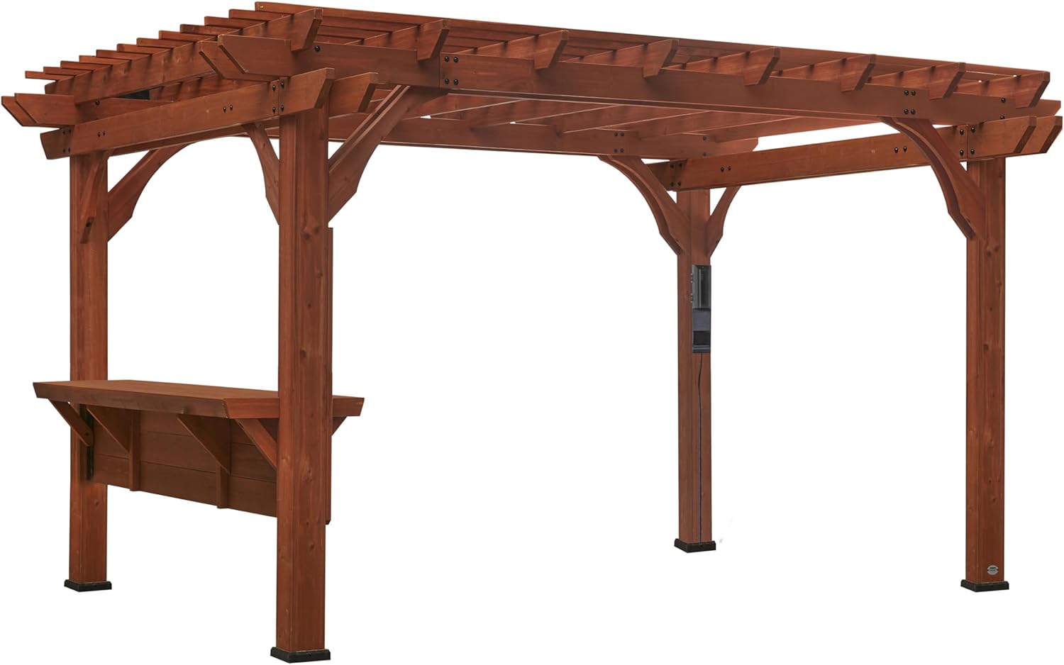 Backyard Discovery Ashland 14' x 10' Cedar Wood Pergola Kit with Trellis Roof, Built-In Bar Top, All-Season Durability, High-Wind Rating, PowerPort, Shade for Outdoor Patio, Deck, Garden, Entertaining B0C547GXVP - Image 3