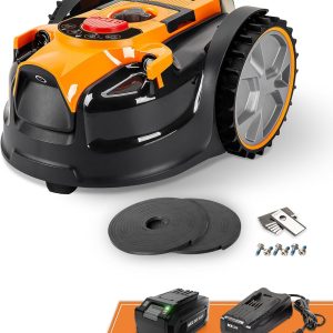 LawnMaster OcuMow™ VBRM601YCM MAX Perimeter Wire Free Robot Lawn Mower Cuts Small Lawns 2000-3500 Square Feet with Optical Navigation, Obstacle Avoidance, Low Noise and No Go Function B0F1CGWZ6H