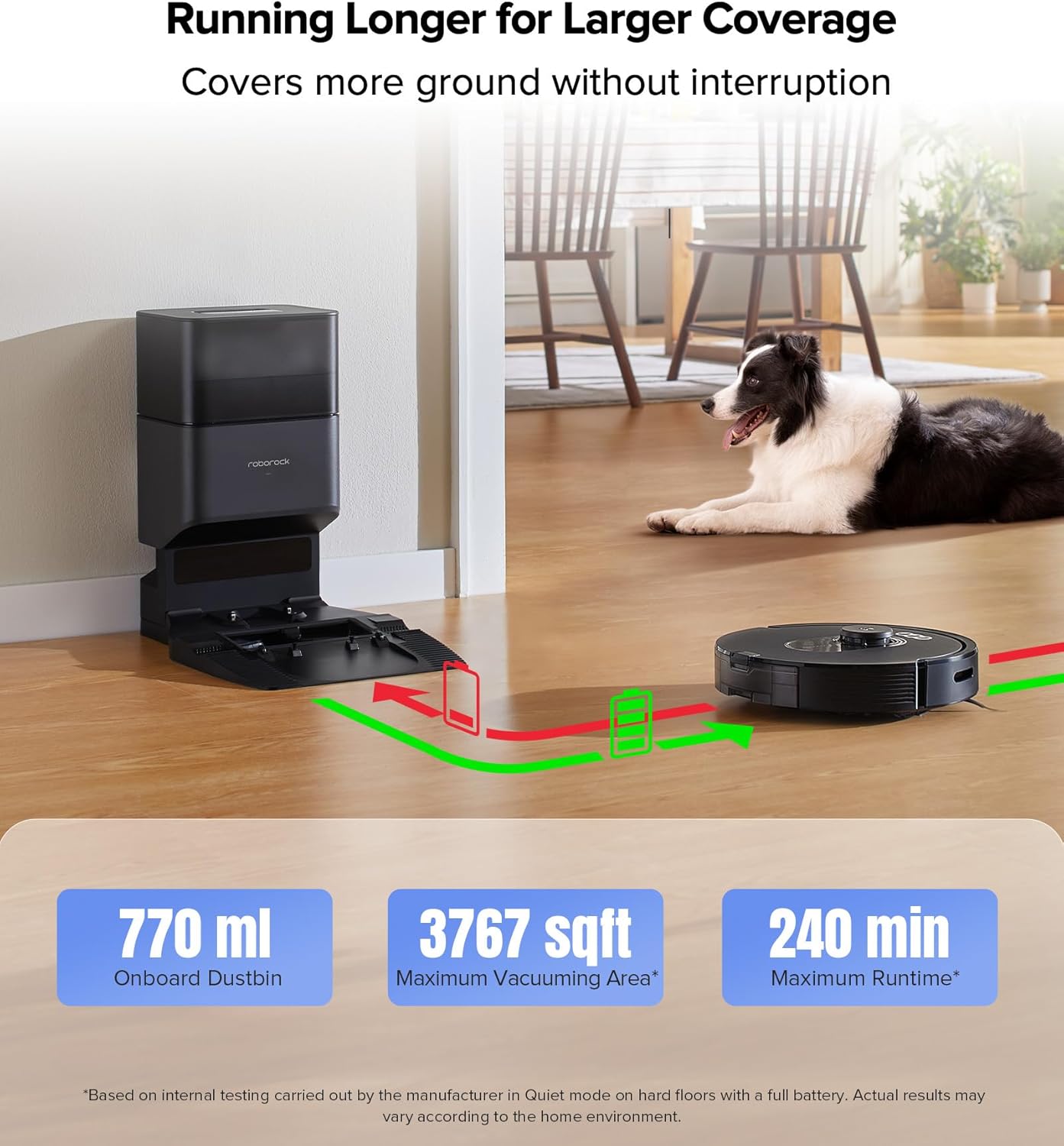 roborock Q5 Max+ Robot Vacuum with Self-Empty Dock, Upgraded from Q5+, 5500 Pa Suction, DuoRoller Brush, Hands-Free Cleaning for up to 7 Weeks, PreciSense LiDAR Navigation, App & Voice Control B0CWQP4Y4R - Image 5