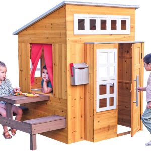 KidKraft Modern Outdoor Wooden Playhouse with Picnic Table, Mailbox and Outdoor Grill ,Gift for Ages 3+ B00JRYH3HS