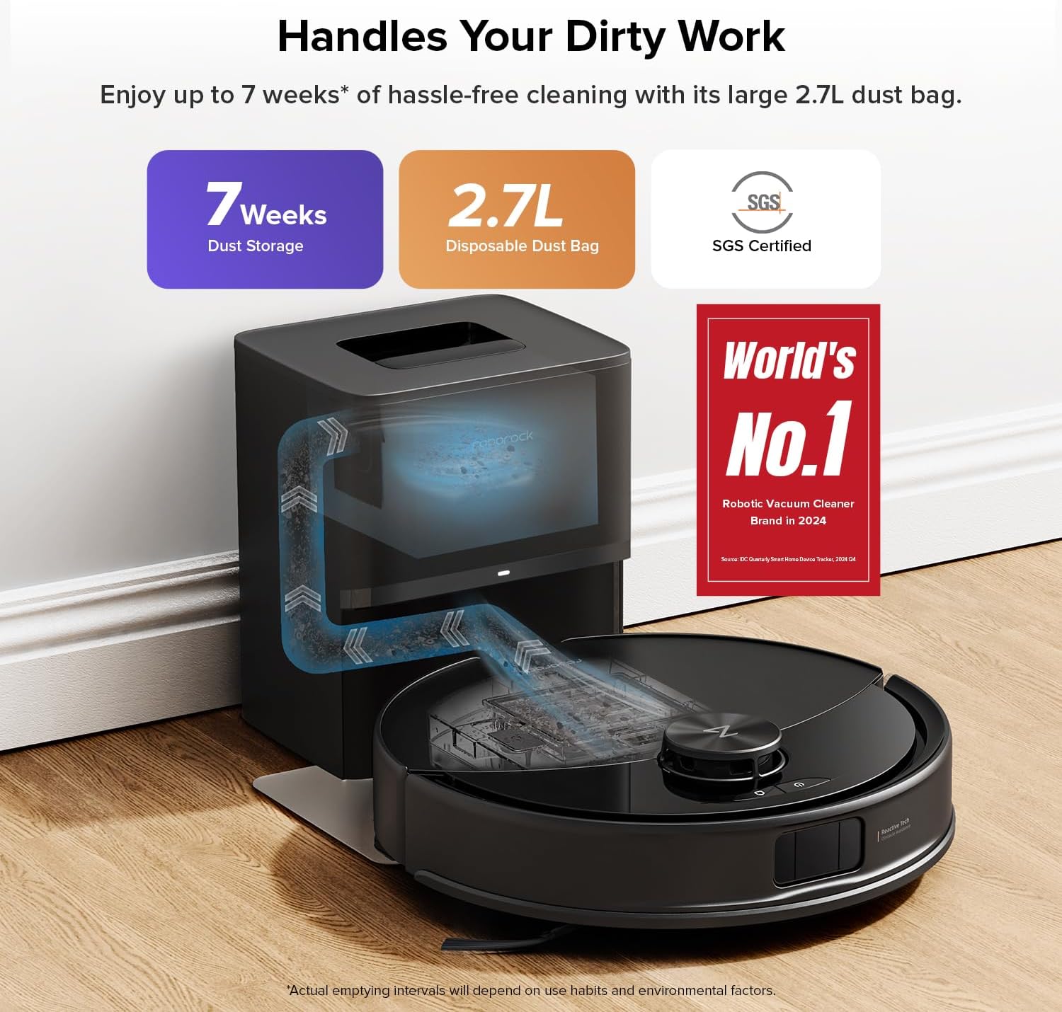 roborock Q10 S5+ Robot Vacuum and Mop with Self-Emptying, 10,000Pa Suction, Hands-Free Cleaning for Up to 7 Weeks, Dual Anti-Tangle Design, Auto Mop Lifting, Obstacle Avoidance, Ideal for Pet Hair B0DWXBCQVP - Image 2