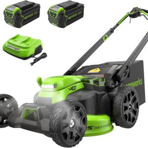 Greenworks 40V 25" Brushless Cordless (Self-Propelled) Lawn Mower (75+ Compatible Tools), (2) 4.0Ah Batteries and Dual Port Rapid Charger Included B0BHWDLR4X
