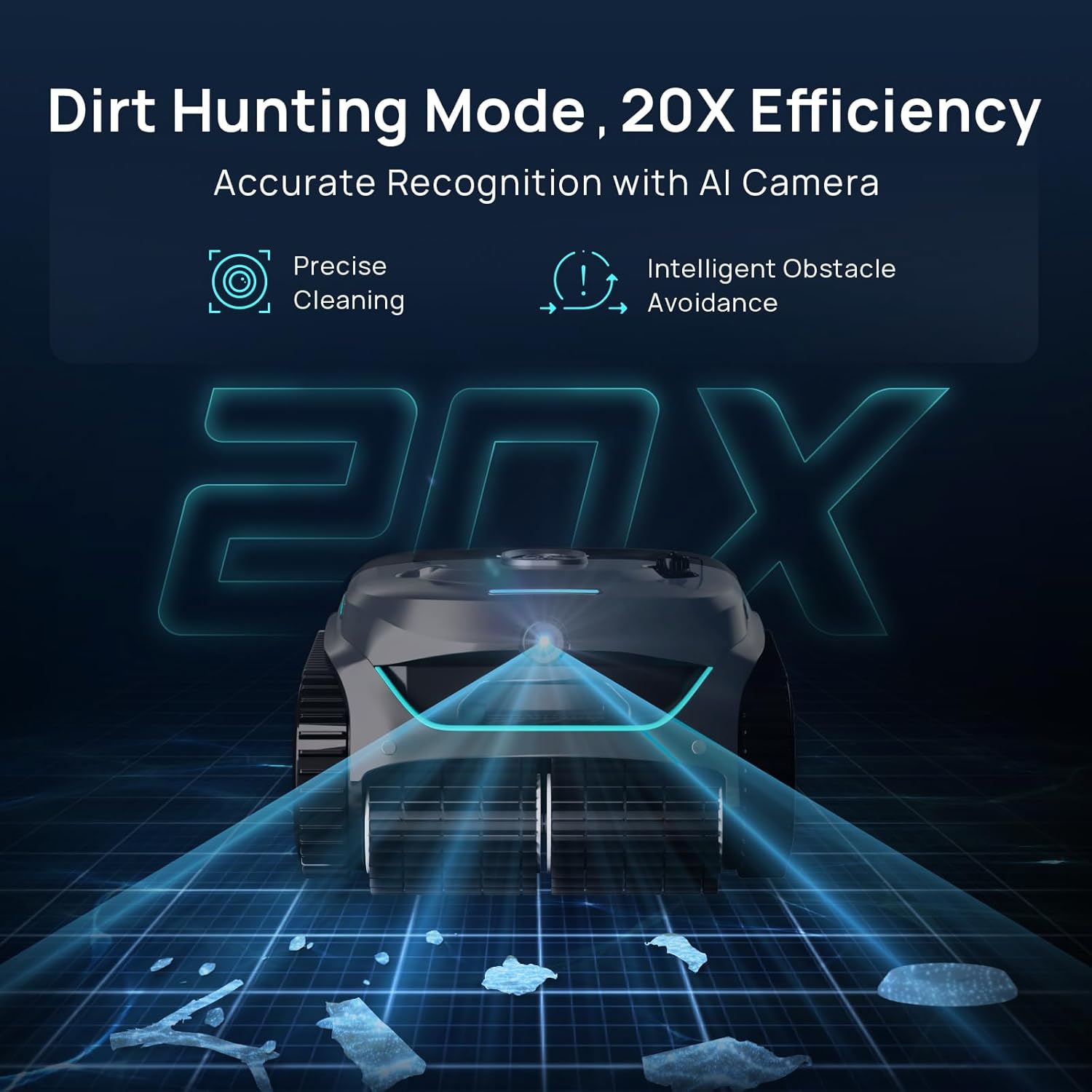 WYBOT C2 Vision AI Camera Cordless Pool Vacuum Robot for inground Pools, 8-in-1 Pool Cleaner, Ultra-fine Filtration, Brushless Motor Powerful Suction, Wall Climbing, Waterline Cleaning, Gray Green B0DL5HSKZD - Image 2