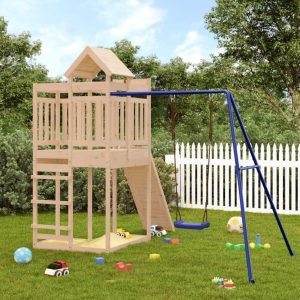 Outdoor Playset Solid Wood Pine, Garden Play Set with 1 Play Tower, 1 Climbing Wall, 1 Single Swing Set, Modern Outdoor Backyard Children's Climbing Playground Playset(Style B) -AA B0CHNS87WW