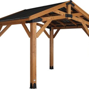 Norwood 12 ft. x 10 ft. Cedar Wood Gazebo Pavilion,Thermal Insulated Hard Top Steel Roof, Durable, Supports Snow Loads and Wind Speed, Rot Resistant, Backyard, Deck, Garden, Patio B0BL1RTLGP