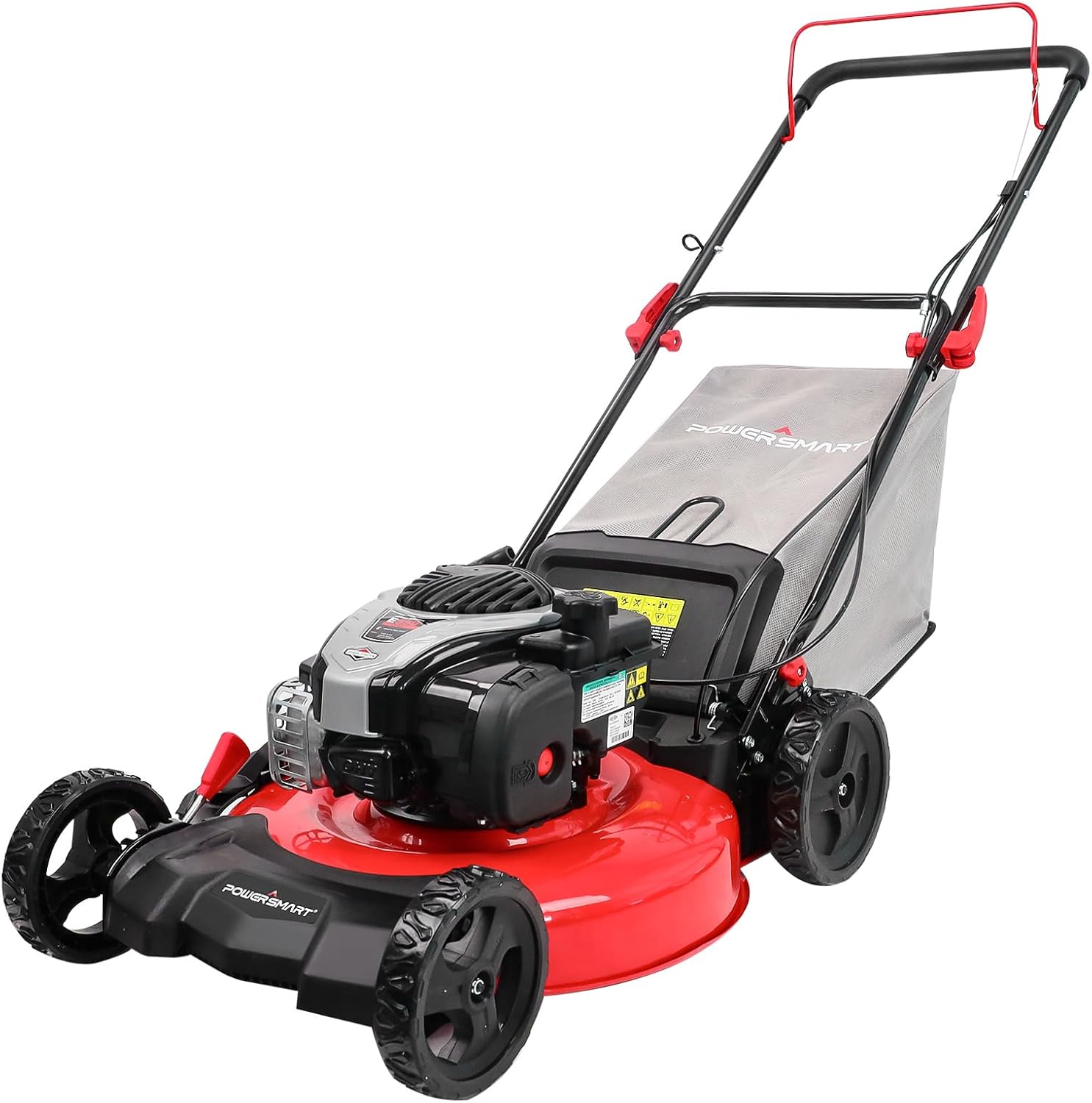 PowerSmart Gas Lawn Mower 21-Inch with 140cc Briggs and Stratton E550 Engine, High Wheels, 3-in-1 with Bagging B0D1JTMB3W
