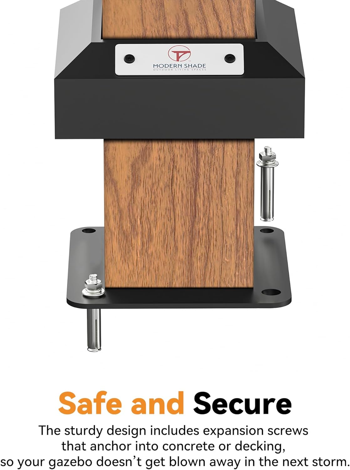 Modern Shade The Horizon Permanent Hardtop Gazebo 12' x 14' w/ 4 LED Lights, Outdoor Gazebo w/Galvanized Steel Double Roof, Patio Pavilion w/Decor Hooks, Mosquito Nettings, Wood-Looking B0DQCYV9L7 - Image 9