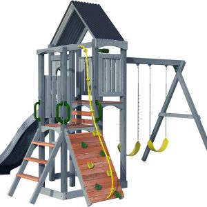 Jack & June Haven II Cedar Swingset with Swings, Slides, and Accessories – Backyard Outdoor Playground Equipment – 100% Cedar Wood – Multiple Playset Configurations for Kids of All Ages B09MZMM2XH