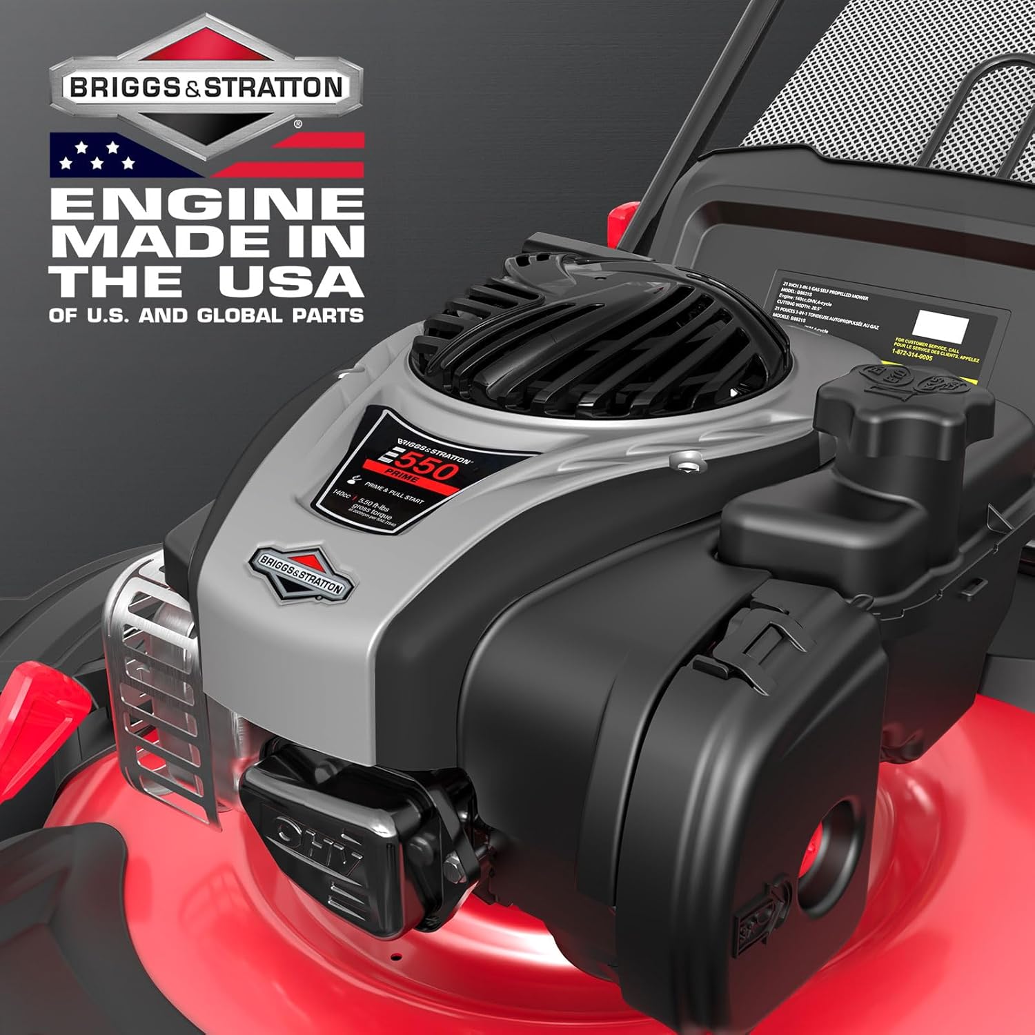 PowerSmart Gas Lawn Mower 21-Inch with 140cc Briggs and Stratton E550 Engine, High Wheels, 3-in-1 with Bagging B0D1JTMB3W - Image 3