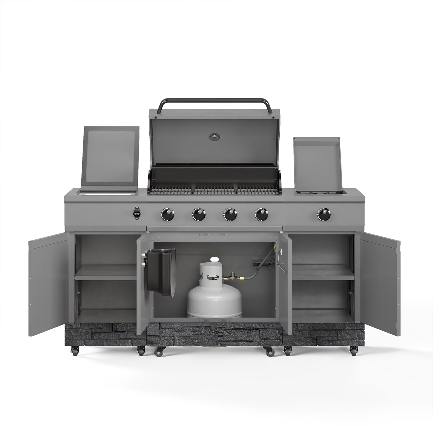 Tytus Fresno 5 Burner Propane or Natural Gas Island Grill with Cover and LED Light - 864 sq. in. Cooking Area, 48,000 BTU Grill, 12,000 BTU Side Burner - Gunmetal & Graphite Stone B0DSK11KC3 - Image 7