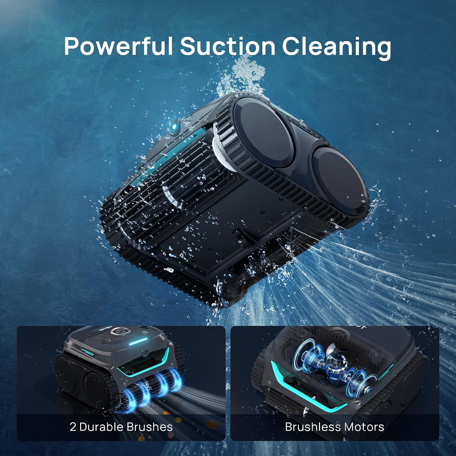 WYBOT C2 Vision AI Camera Cordless Pool Vacuum Robot for inground Pools, 8-in-1 Pool Cleaner, Ultra-fine Filtration, Brushless Motor Powerful Suction, Wall Climbing, Waterline Cleaning, Gray Green B0DL5HSKZD - Image 7