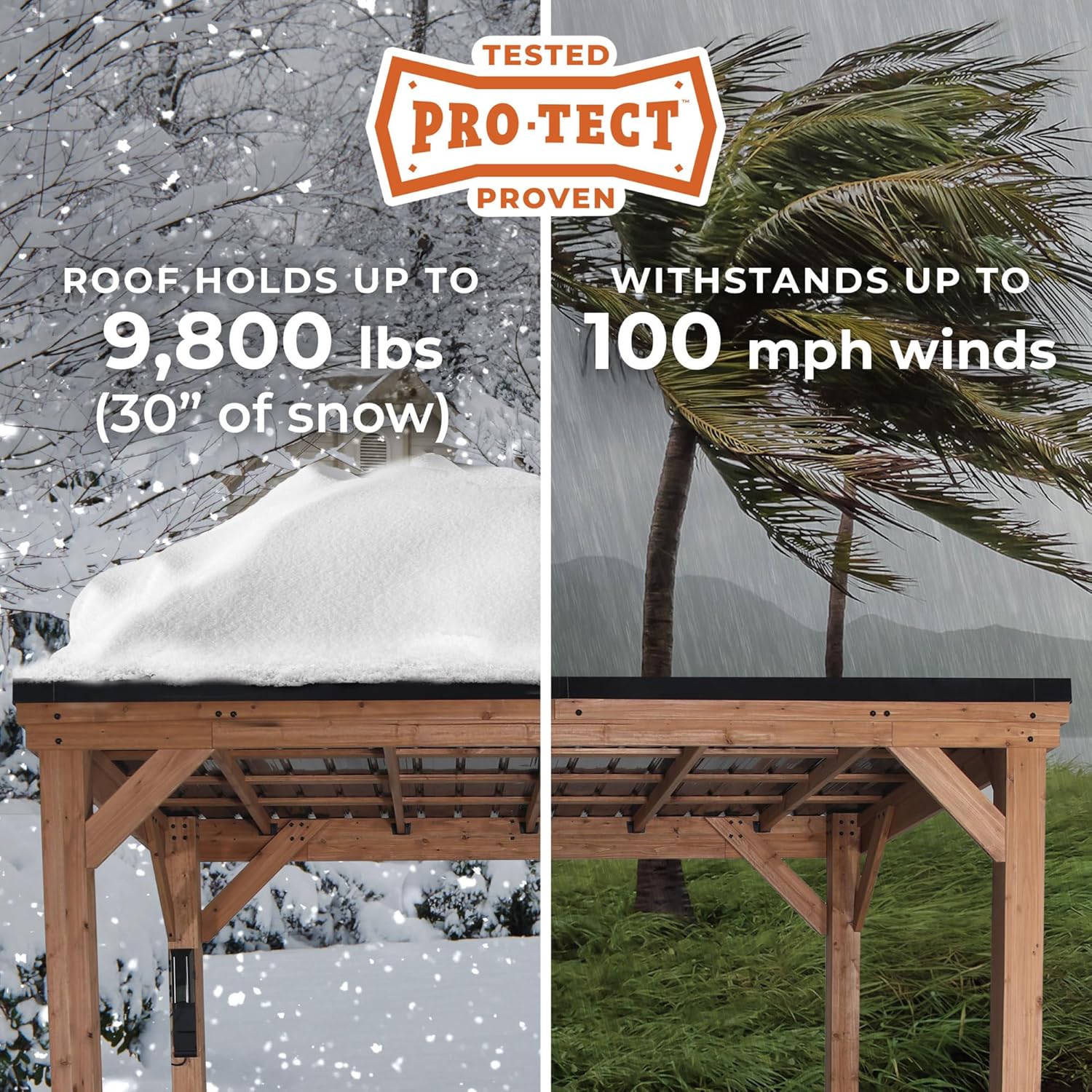 Arcadia 20' x 9.5' Cedar Wood Outdoor Gazebo Pavilion with Hardtop Galvanized Steel Slope Roof, Snow Support, Wind Resistance, PowerPort, Shade for Garden, Patio, Deck, Entertaining B0BVBZ8WHT - Image 4