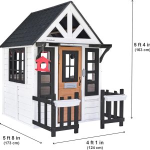 KidKraft Riverscape Wooden Playhouse with Working Doorbell, Fence, Kitchen and Pet Door B0DXYBPSHW