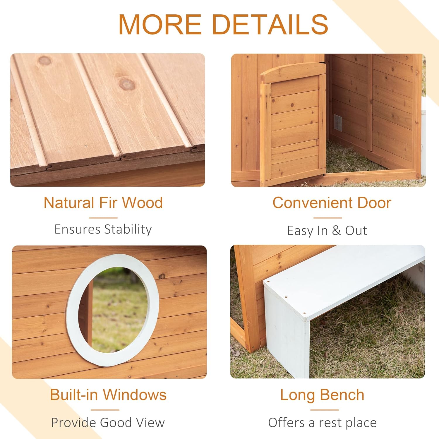 Outsunny Wooden Playhouse for Kids Outdoor with Working Door, Windows, Mailbox, Bench, Flowers Pot Holder, 48" x 42.5" x 53" B09QS3VVGS - Image 5